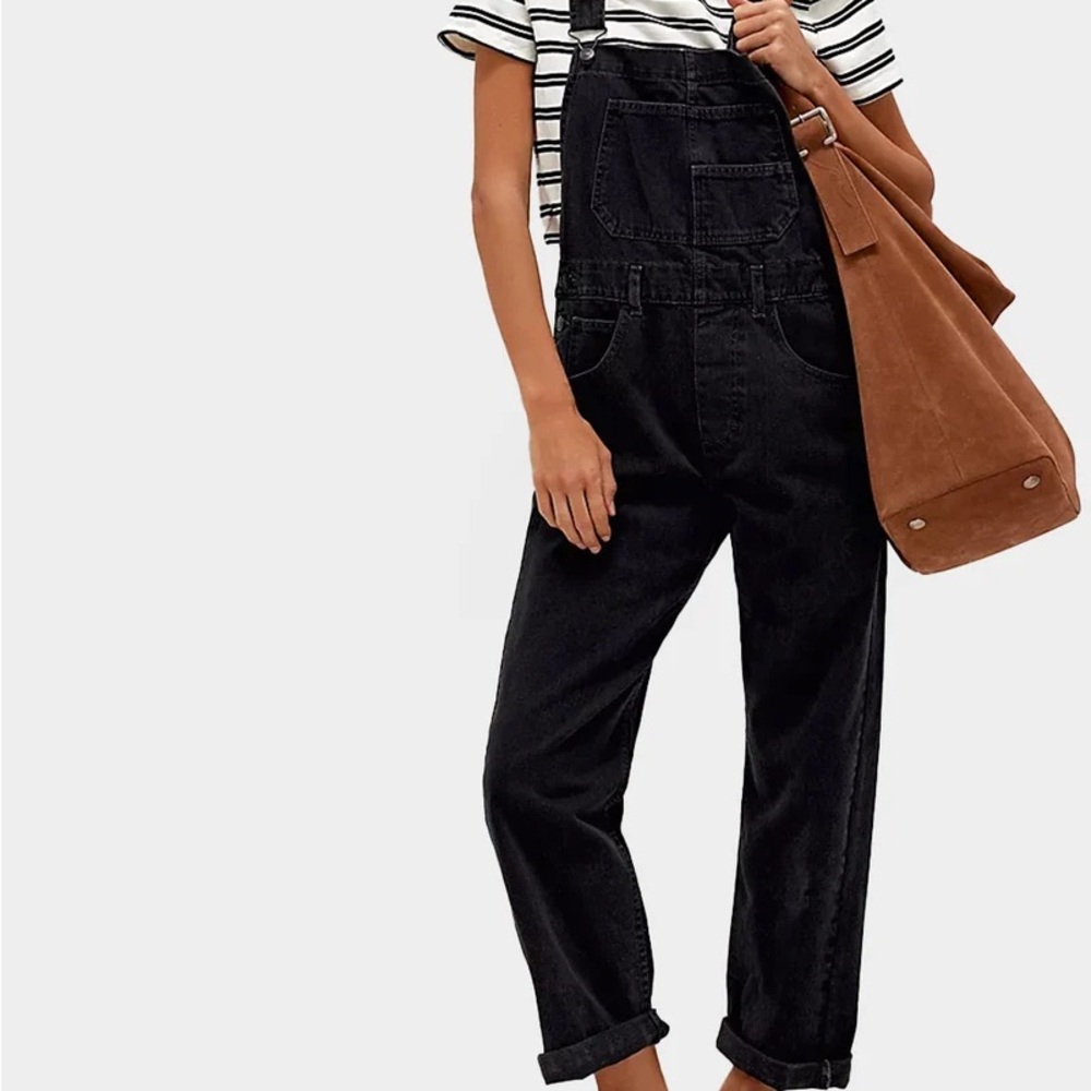 We the Free Women's Black Denim Overalls